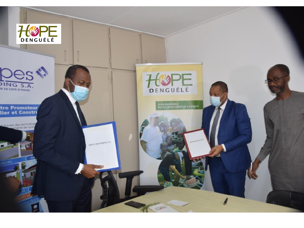 Signature de convention entre Hope Denguélé et Opes Holding